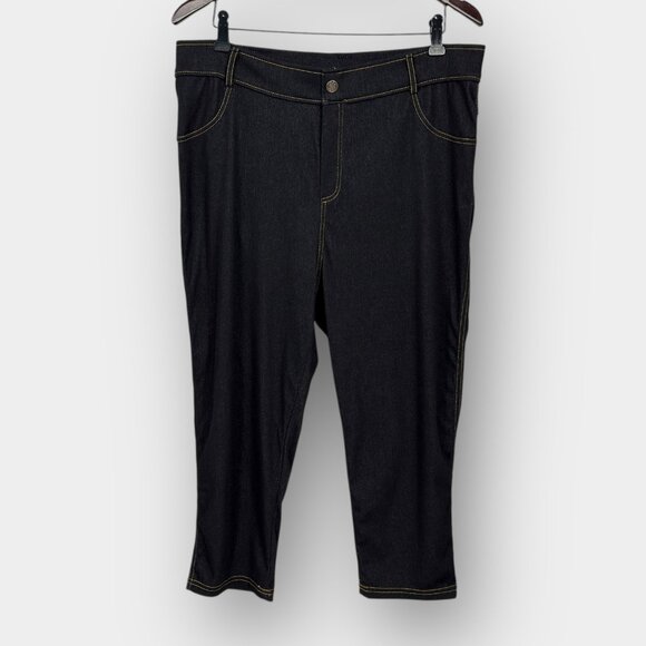 mySTYLE 2X Dark Wash Pull-On Jegging Capris Contrast Stitch Plus Thin - Picture 1 of 9